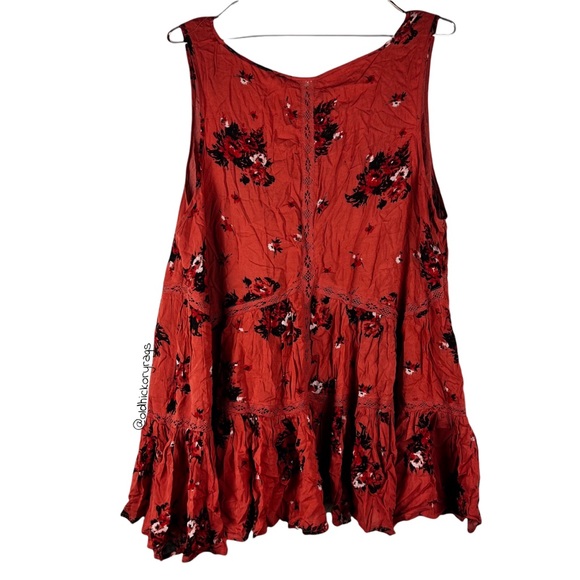 Torrid Orange & Black Floral Sleeveless Blouse Plus Size 0 - Picture 4 of 4